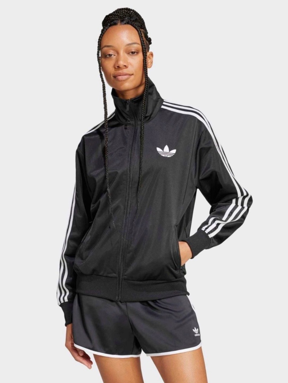 adidas Black Firebird Track Top with White Logo